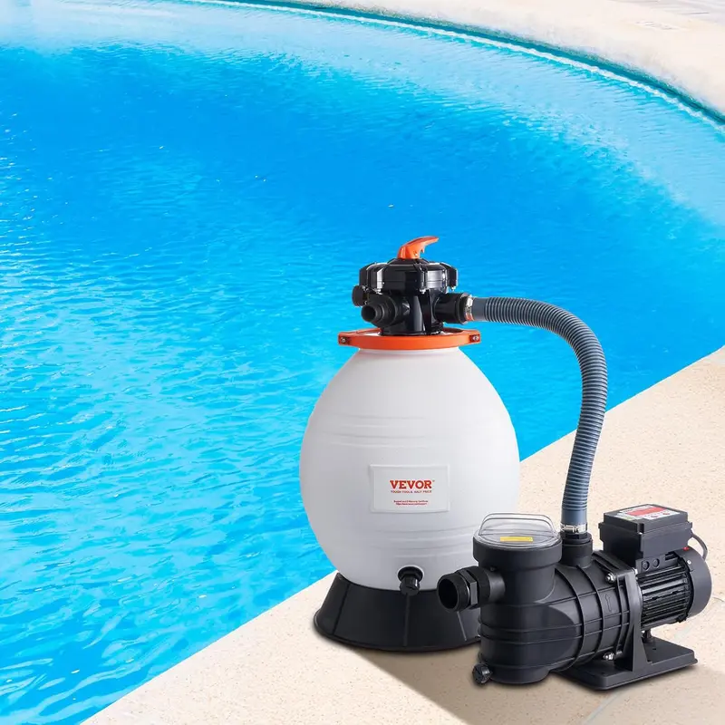 1 HP Sand Filter Pool Pump System – 3500 L/min Flow Rate with 6-Position Valve and Integrated Filter Basket 2
