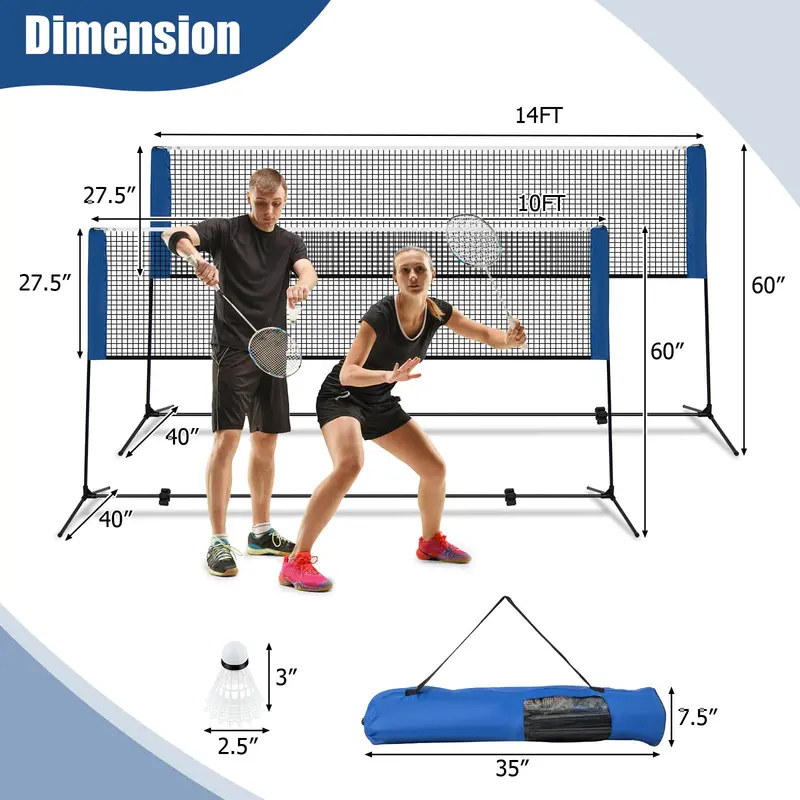 10-Foot Portable Multi-Sport Net Kit — Compact Setup for Badminton, Volleyball & Pickleball Play