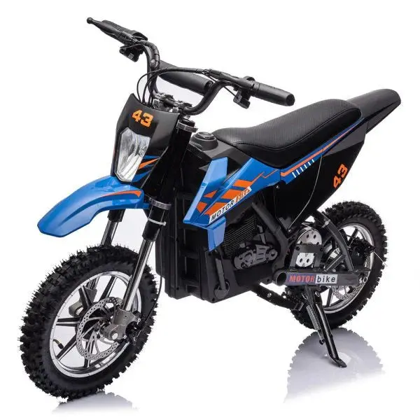 36V Kids’ Electric Dirt Bike – 350W Motor, 15.5 MPH Max Speed, LED Lighting & 175-Lb Load Capacity (Blue)