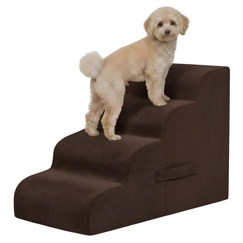 4-Step Foldable Pet Ramp – Lightweight Stairs for Beds and Sofas