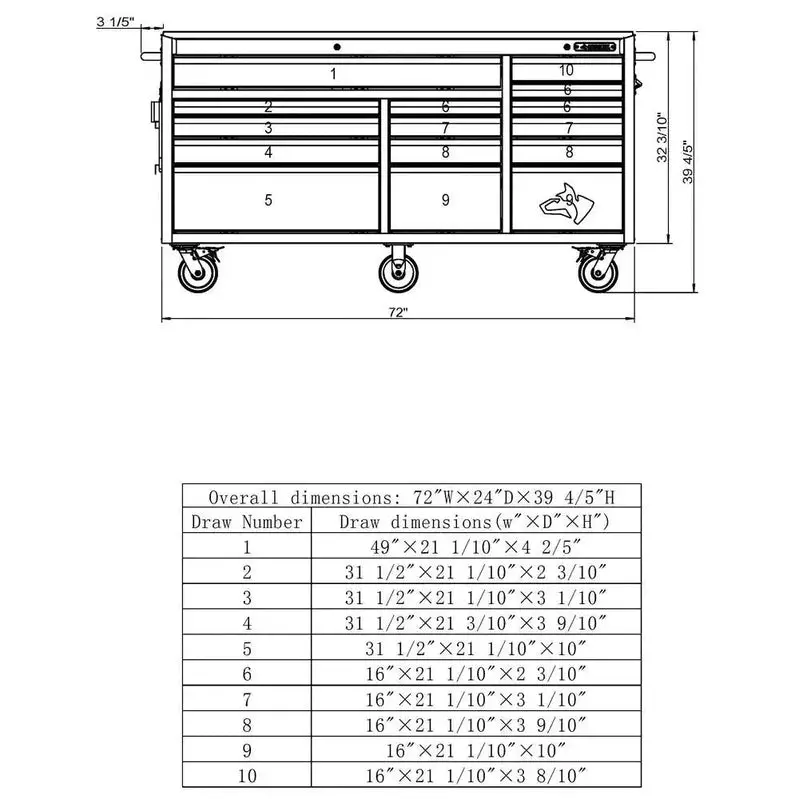 72" Professional Rolling Tool Cabinet – 15-Drawer Stainless Steel Workstation with Dual Security Locks, Red