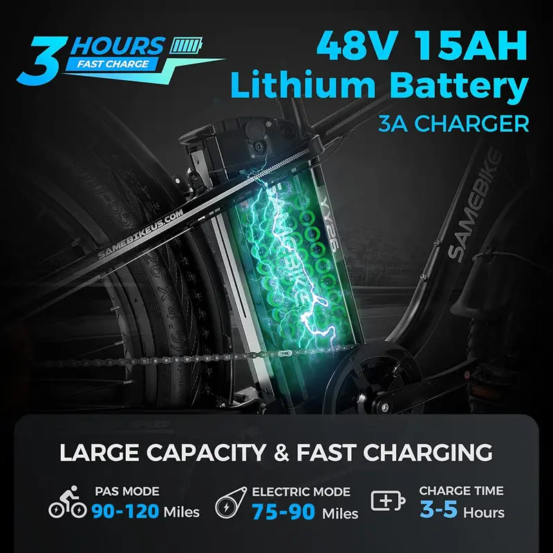 750W Electric Mountain Bike — 48V/15Ah Removable Battery, Dual Hydraulic Disc Brakes, Shimano 7-Speed Drivetrain, Matte Black Finish