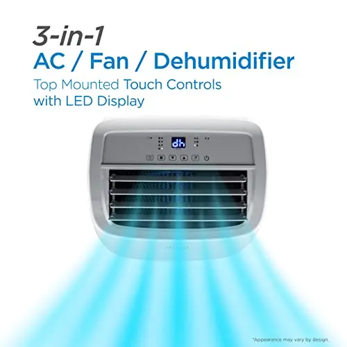 8000 BTU Portable Air Conditioner – Efficient Cooling for Spaces Up to 350 Sq Ft, Includes Remote and Exhaust Hose
