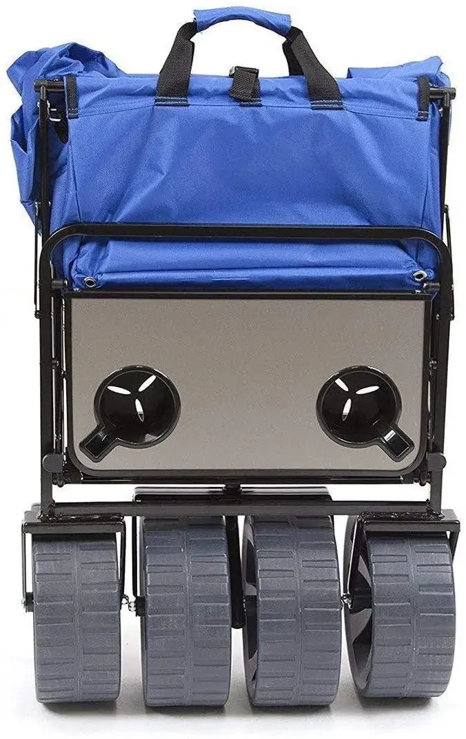 All-Terrain Folding Beach Wagon – Heavy-Duty Collapsible Cart with Oversized Wheels and Integrated Side Table for Sand, Grass, or Pavement 2