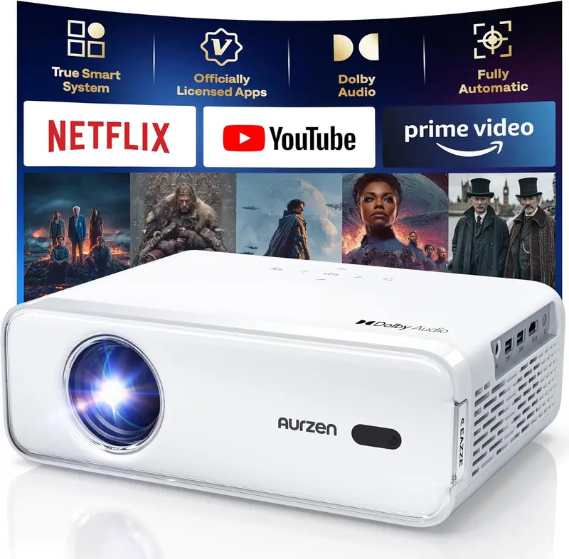 Aurzen EAZZE D1 HD Smart Projector with Official Streaming Apps, Bluetooth, and WiFi Connectivity 2
