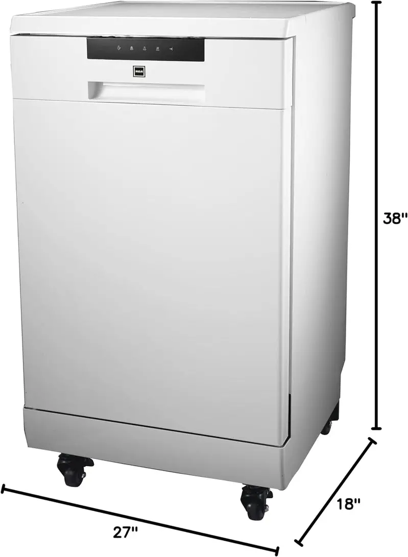 Compact Countertop Dishwasher – 18-Inch White Portable Unit, 8-Place Setting Capacity