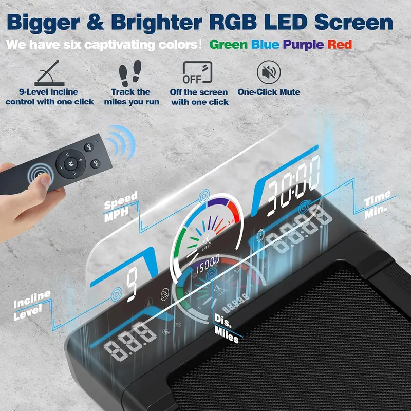 Compact Under-Desk Walking Pad Treadmill – Auto Incline, High Weight Capacity & Bluetooth Audio