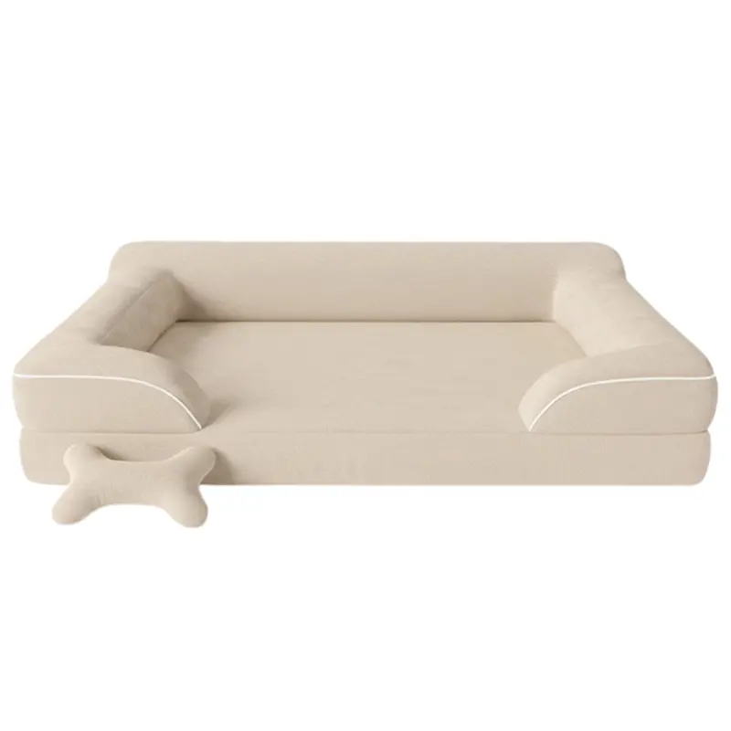 Designer Sofa-Style Pet Bed with Pressure-Relieving Memory Foam Core and Easy-Care Washable Cover