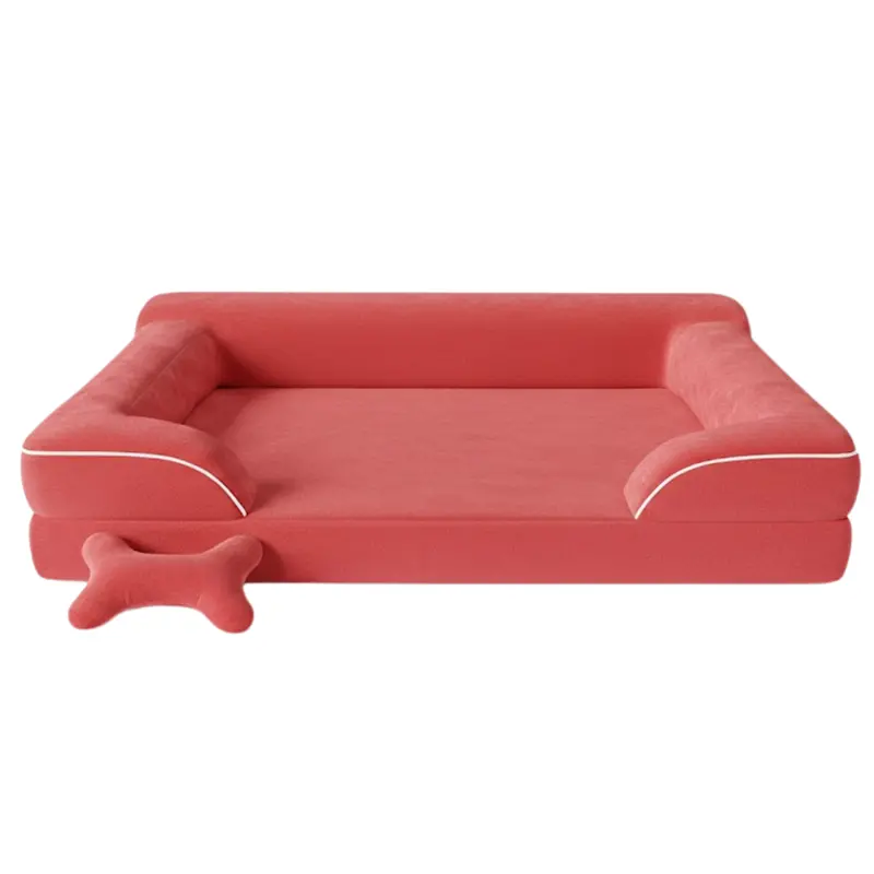 Designer Sofa-Style Pet Bed with Pressure-Relieving Memory Foam Core and Easy-Care Washable Cover