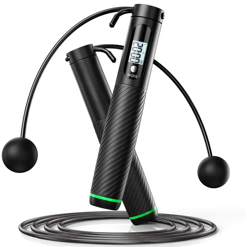Digital Counting Jump Rope — Cordless or Standard Weighted Design with Built-In LCD Display
