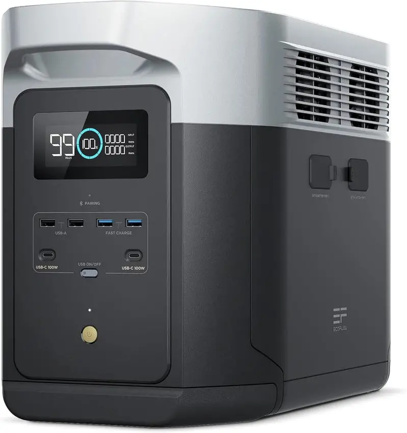 EcoFlow Delta 2 Max Portable Power Station – 2400Wh Capacity, 2400W Output, Solar-Compatible
