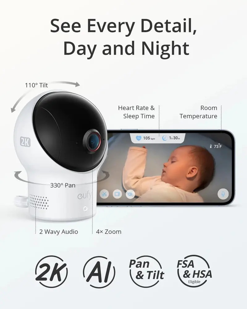 eufy Baby Smart Sock S320 – Wearable 2K HD Monitor with Real-Time Heart Rate & Oxygen Tracking