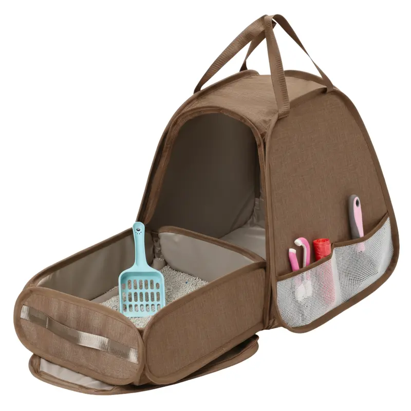 Expandable Travel Litter Box Carrier for Cats – Fold-Out Design with Spacious Potty Zone 2