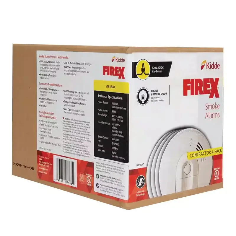 Firex Ionization Smoke Detector Pack – Hardwired 4-Unit Set for Reliable Home Safety