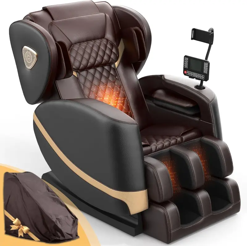 Full-Body Zero Gravity Massage Chair Featuring 10-Point Roller System, Heat Therapy, Bluetooth Audio, and Touchscreen Control