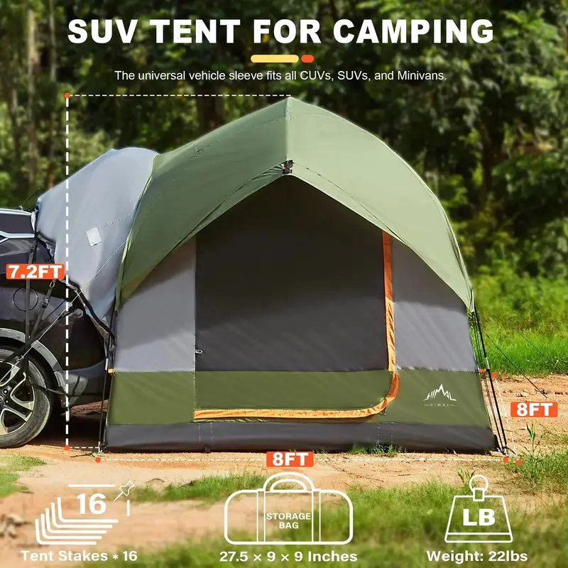 GoHimal SUV-Mounted Waterproof Camping Tent – Freestanding 8' x 8' x 7.2' Shelter