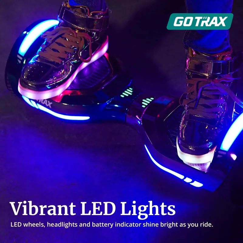 GOTRAX GLIDE PRO Bluetooth Hoverboard – Self-Balancing Scooter with 6.5-Inch Wheels, RGB LED Lighting & Weight Capacity 44–176 lbs