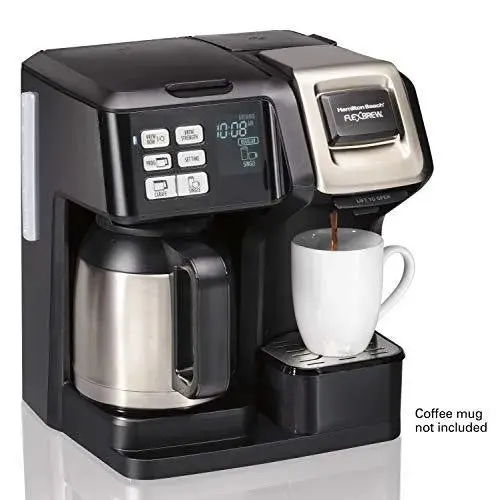 Hamilton Beach FlexBrew Dual-Brew Thermal Coffee Maker – Model 49966 (K-Cup + Ground Coffee), Programmable Timer, Black & Stainless Steel