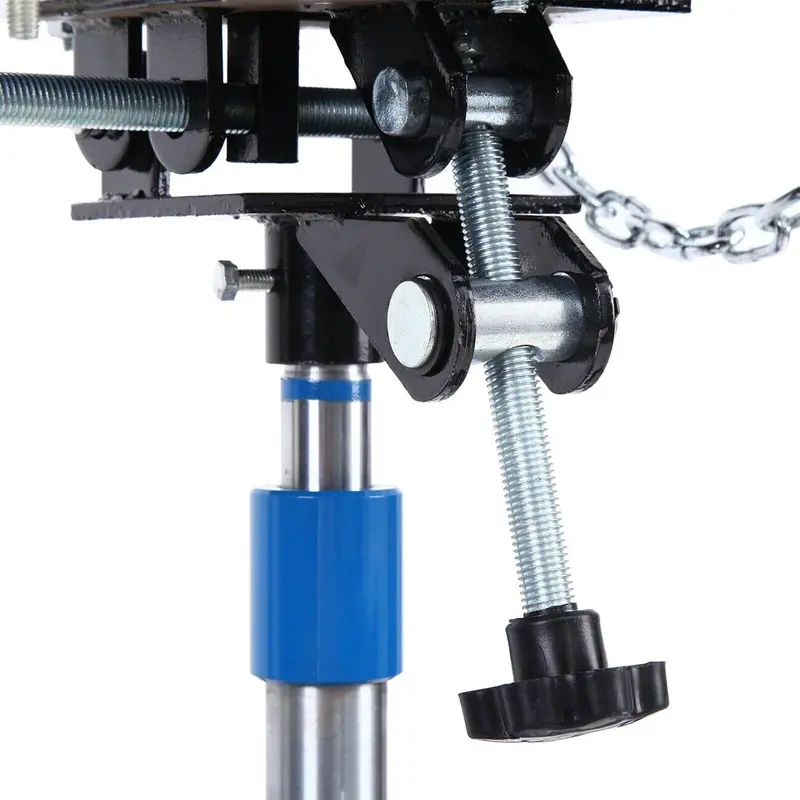 Heavy-Duty 1660-Lb Vertical Hydraulic Transmission Jack with 360° Swivel Pedal and Adjustable Height Range (33"–70") – Blue