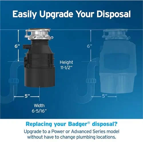 InSinkErator Badger 5 Heavy-Duty Disposal – 1/2 HP Stainless Steel Motor, Optimized for Long-Term Kitchen Use