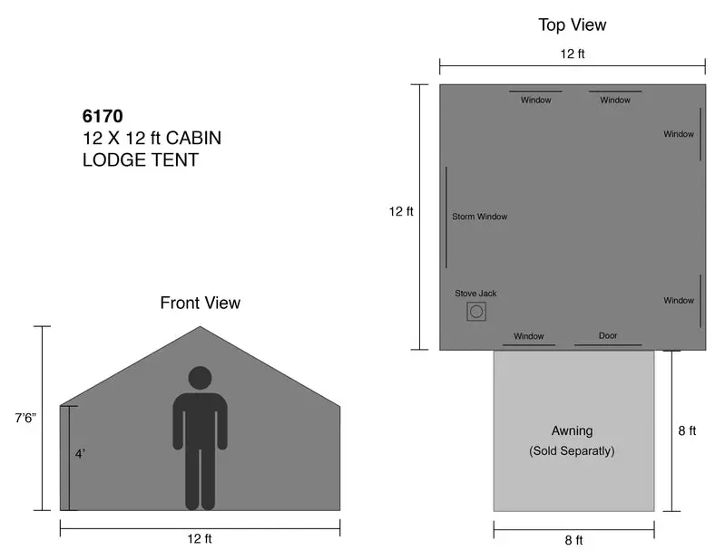 Kodiak Canvas Cabin Lodge Tent – Model 6170 with Stove Jack for Year-Round Camping and Wood-Stove Compatibility