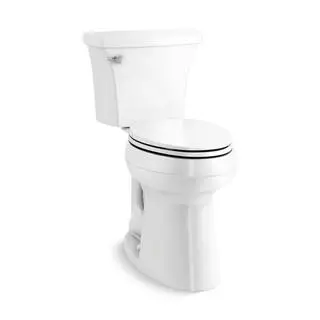 KOHLER Highline Arc Extra-Tall 2-Piece Elongated Toilet – Efficient 1.28 GPF Flush, White Finish with Integrated Soft-Close Seat (Model 78305-0)