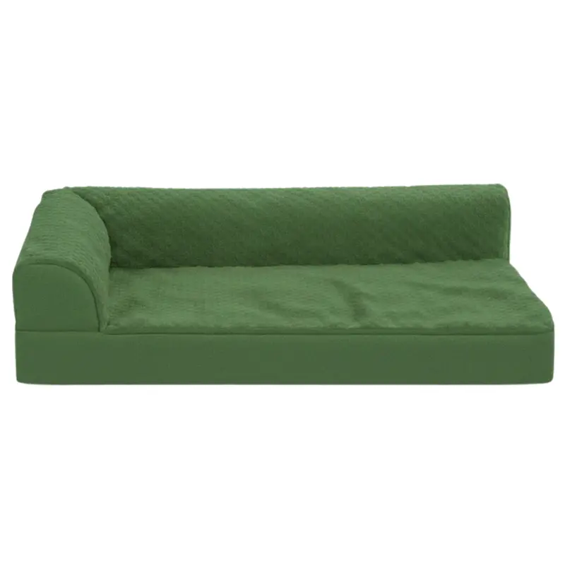 L-Shaped Memory Foam Dog Bed with Reinforced Bolsters and Removable Washable Cover