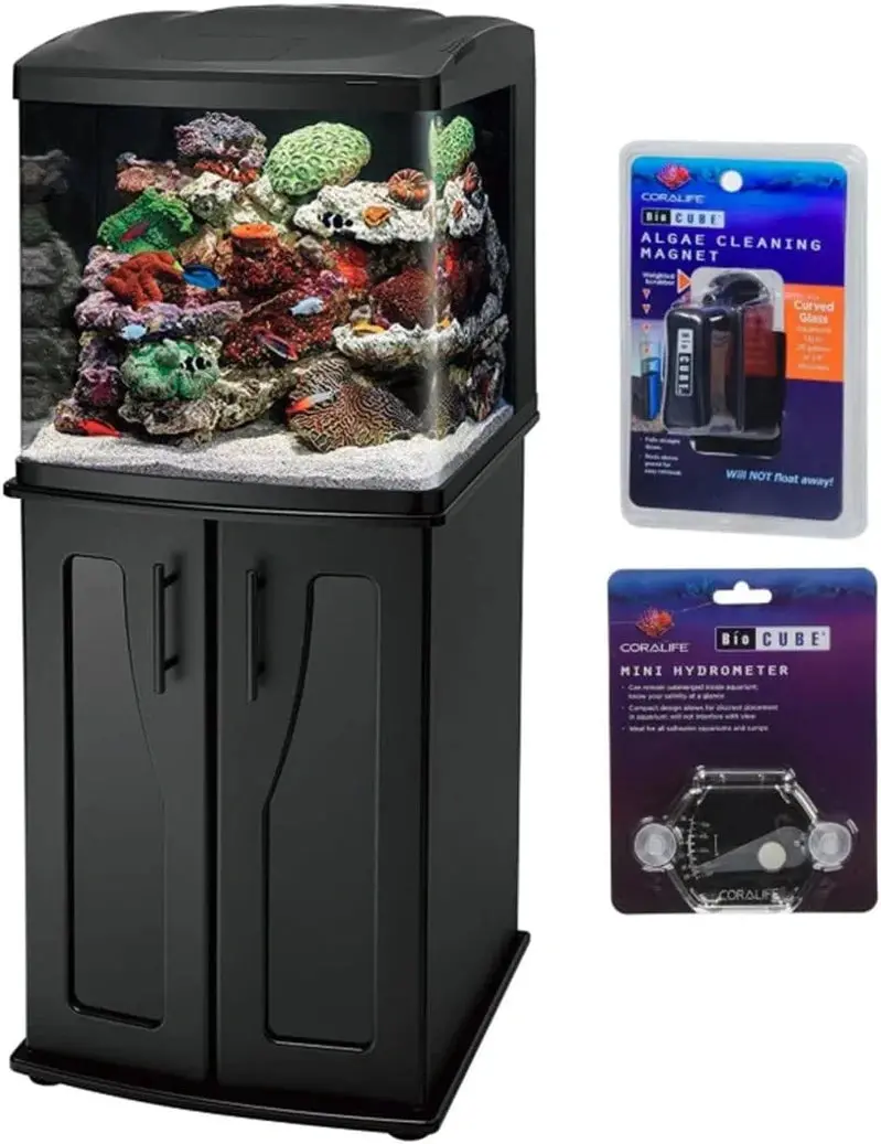LED Aquarium Kit – 32-Gallon All-in-One Fish Tank System with Built-In Lighting, Cabinet Stand, and Starter Accessories