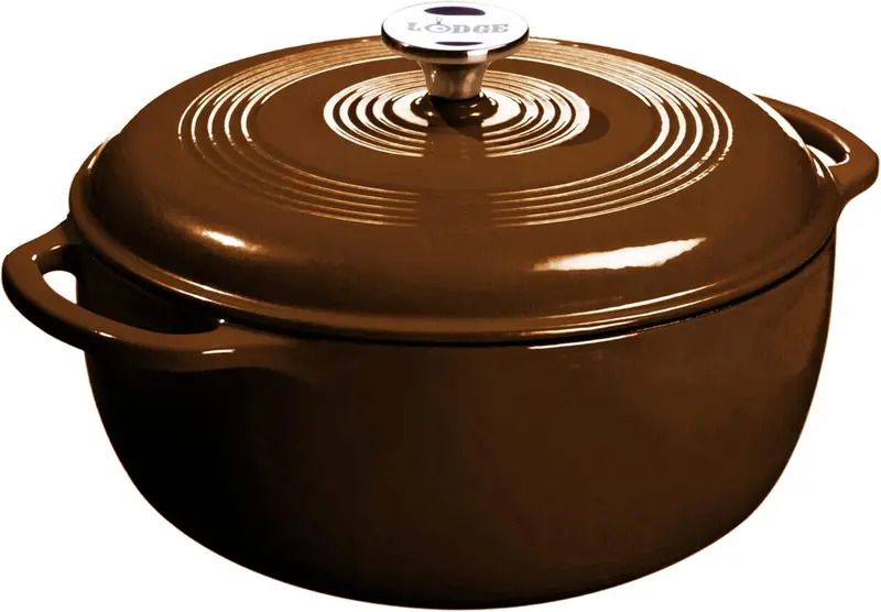 Lodge Caribbean Blue 6-Quart Enamel-Coated Cast Iron Dutch Oven Featuring Tight-Seal Lid and Ergonomic Dual Handles