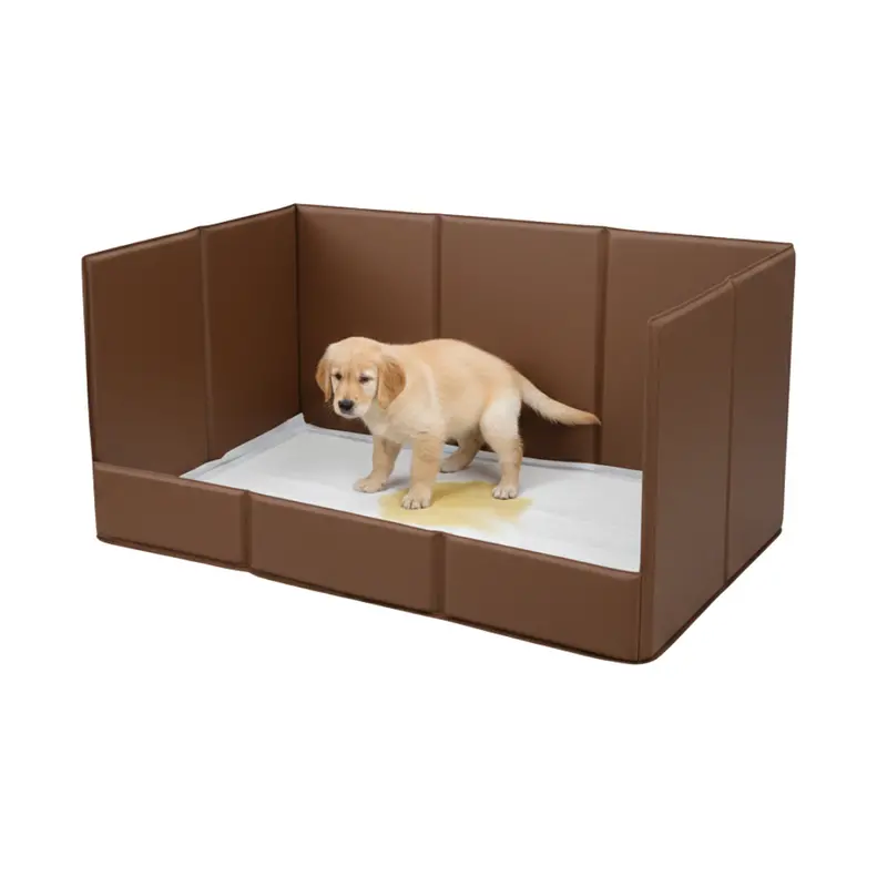 Low-Profile Disposable Pee Pad Tray with Foldable Frame and Leak-Proof Raised Edges