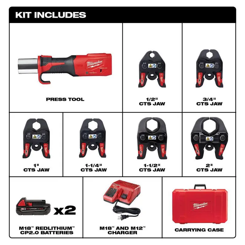 Milwaukee M18 FORCE LOGIC Press Tool with ONE-KEY Technology – Compatible with 1/2-Inch Copper & Stainless Steel Fittings