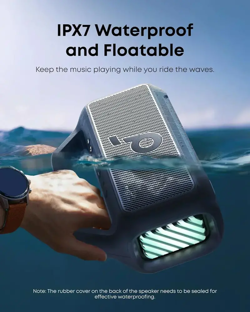 Outdoor Bluetooth Speaker – 80W Waterproof Audio System with RGB Lighting and Extended 24-Hour Battery