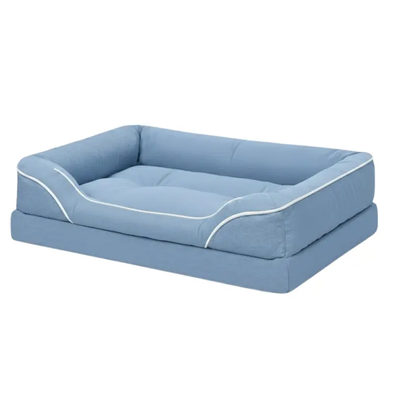 Plush Bolstered Pet Bed with Non-Slip Rubber Base and Machine-Washable Removable Cover