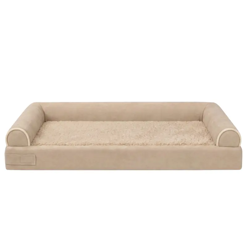 Plush Fleece-Lined Pet Bed with Three-Sided Support Bolsters for Comfort and Security