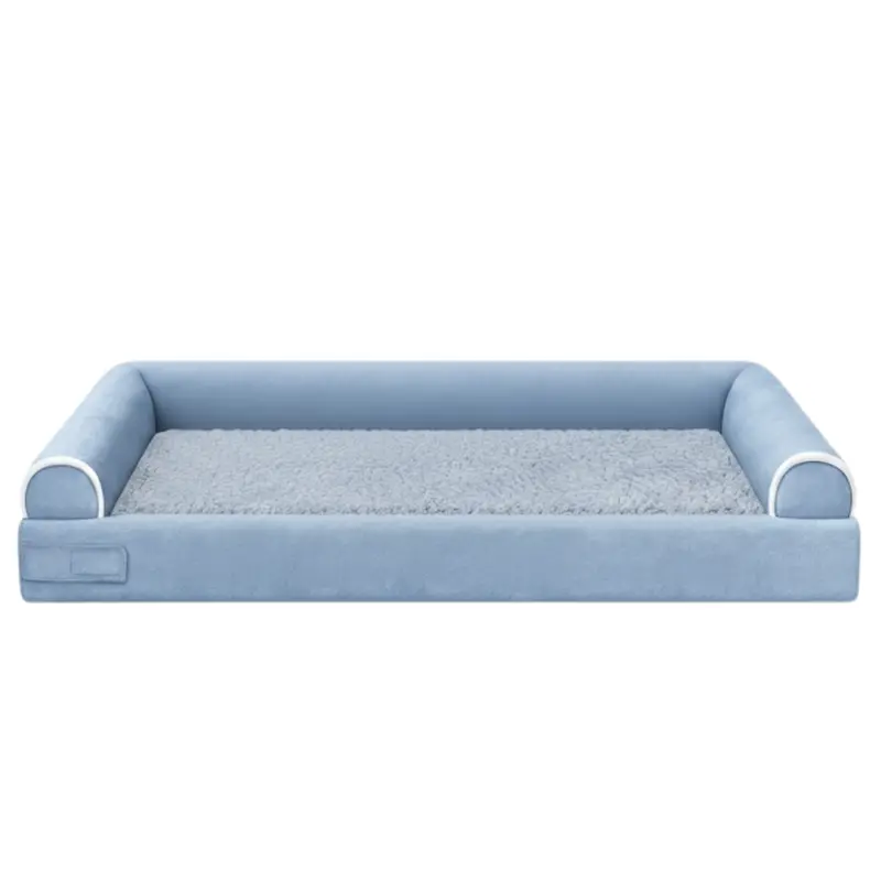 Plush Fleece-Lined Pet Bed with Three-Sided Support Bolsters for Comfort and Security