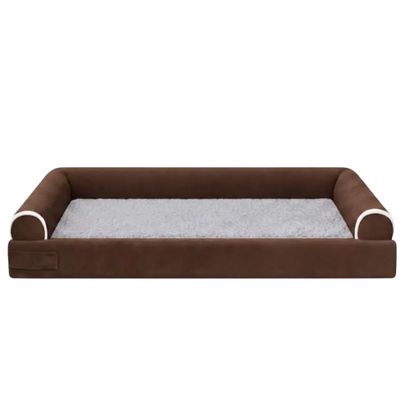 Plush Fleece-Lined Pet Bed with Three-Sided Support Bolsters for Comfort and Security