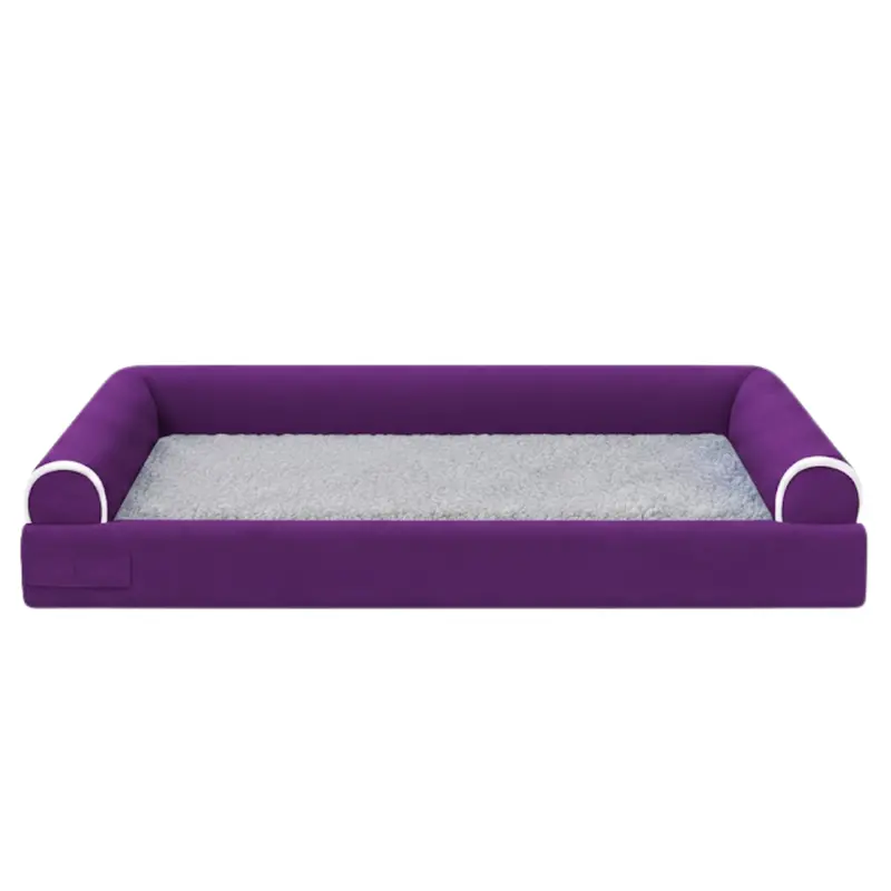 Plush Fleece-Lined Pet Bed with Three-Sided Support Bolsters for Comfort and Security