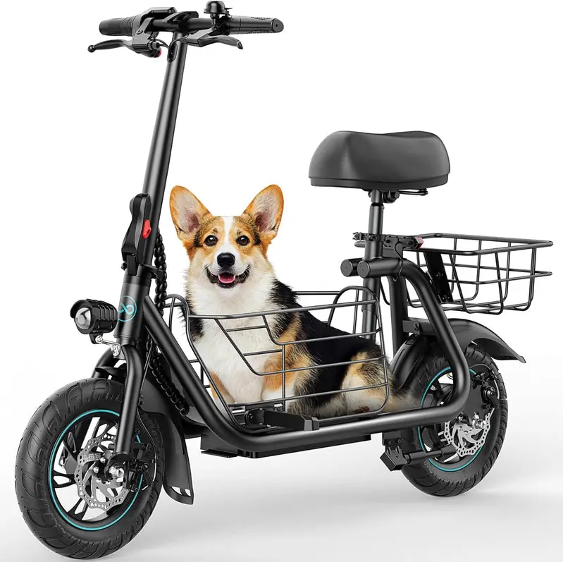 Practical Cargo-Capable Electric Scooter – 550W Motor, Integrated Front Basket, Ideal for Groceries & Errands