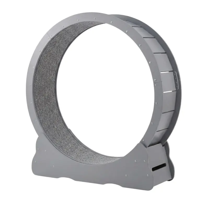 Quiet Indoor Cat Exercise Wheel with Locking Base and Detachable Carpeted Running Surface