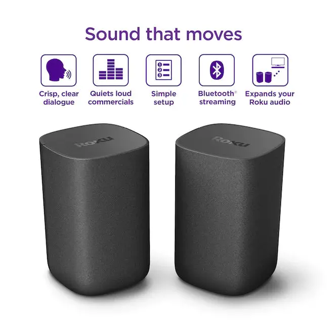 Roku Wireless Speaker Pair – Dual Portable Indoor Speakers, 6.1" Drivers, 80W Combined Output