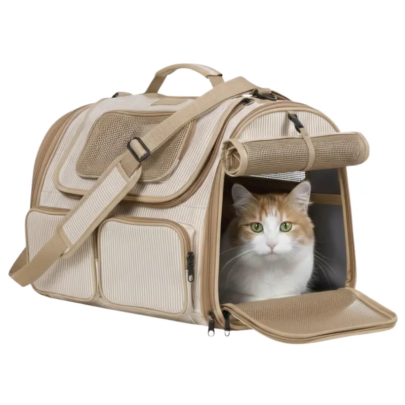 Ventilated On-the-Go Pet Carrier for Small Dogs & Cats with Organized External Pockets