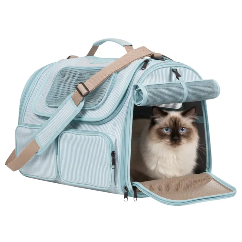 Ventilated On-the-Go Pet Carrier for Small Dogs & Cats with Organized External Pockets