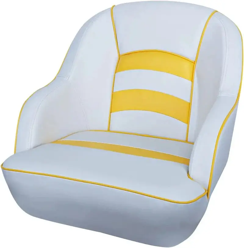 White-and-Blue Molded Plastic Pontoon Boat Seat – Durable Bucket-Style Marine Seating