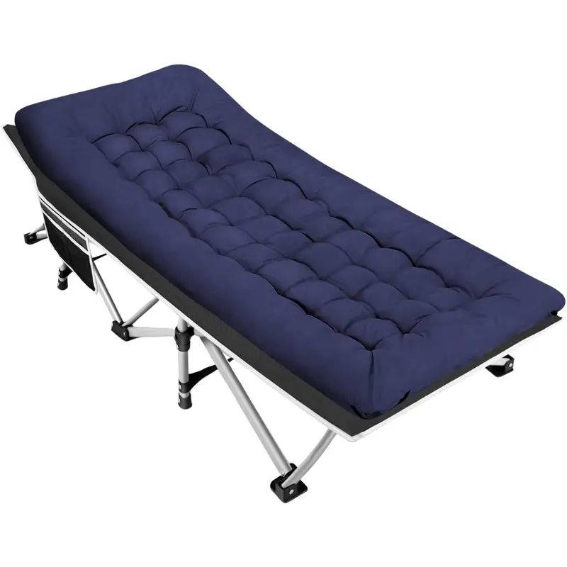 Wide-Base Folding Camping Cot — 28" Support Surface and 600 lb Load Capacity